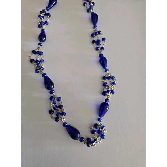 Unbranded Jewelry - Vintage Necklace Brass blue lapiz Beads Blue